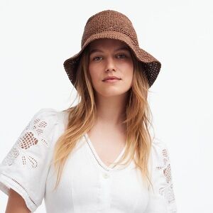 NWT Madewell Lantern Straw Hat Chocolate color Size S/M